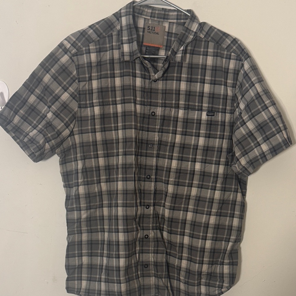 5.11 Tactical Men's Black and Gray Checkered Shirt